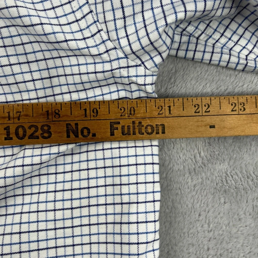 Ralph Lauren Button Down Shirt Boys 20 White Blue Grid Check Cotton Preppy